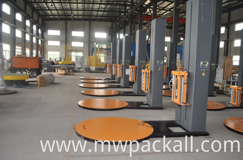 Top pressure plate pressed wooden pallet stretch film wrapping machine